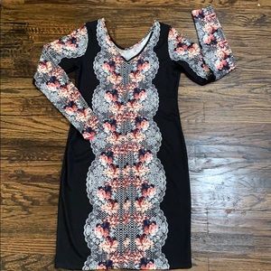 Floral Print Little Black Dress